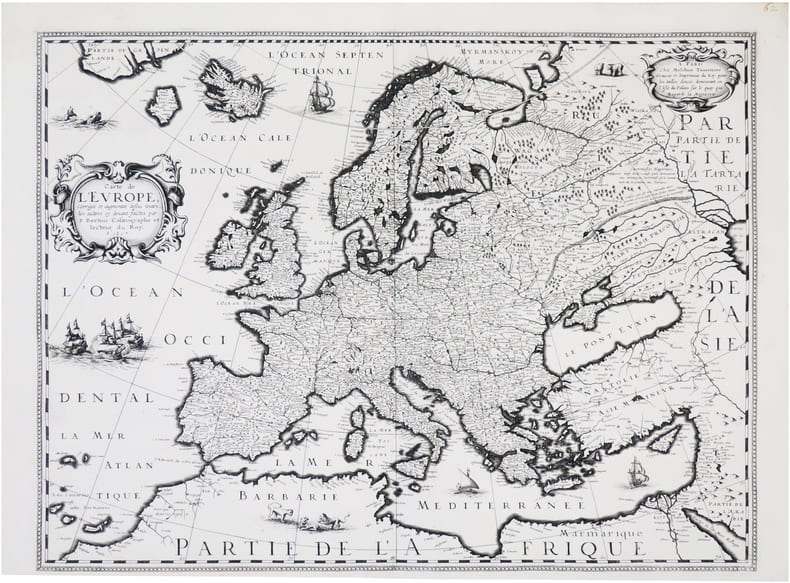  Carte de l'Europe, corrig&eacute;e et augment&eacute;e dessus toutes les aultres cy devant faictes par P. Bertius.. BERTIUS (Petrus).