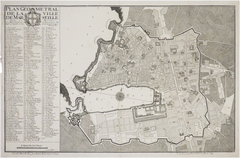 [MARSEILLE] Plan g&eacute;om&eacute;tral de la ville de Marseille.. BRESSON (Jean-Pierre).