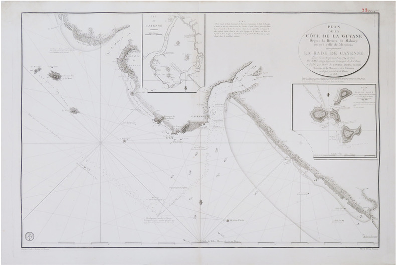  [GUYANE] Plan de la c&ocirc;te de la Guyane depuis la rivi&egrave;re de Mahury jusqu'&agrave; celle de Macouria, comprenant la rade de Cayenne.. DESSINGY (Fran&ccedil;ois ...