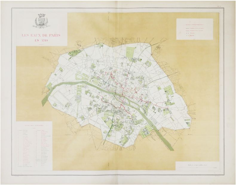  [EAUX de PARIS] Les Eaux de Paris en 1789.. ALPHAND (Jean-Charles Adolphe) & FAUVE (L.).