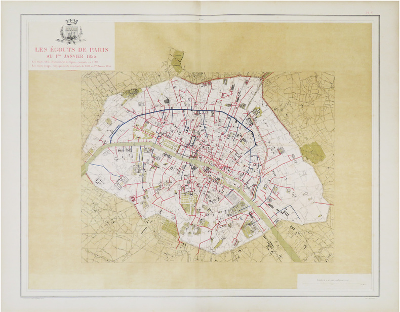  [&Eacute;GOUTS de PARIS] Les &Eacute;gouts de Paris au 1er janvier 1855.. ALPHAND (Jean-Charles Adolphe) & FAUVE (L.).