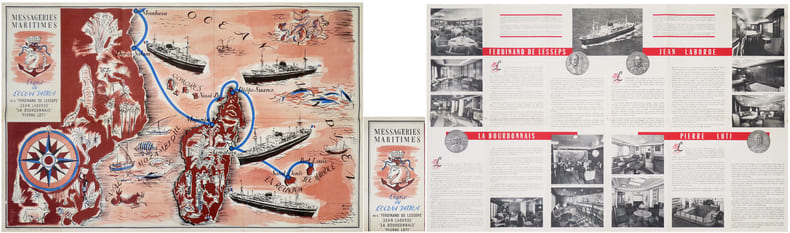 Messageries Maritimes. Ligne de l'océan Indien. m.s. “Ferdinand de Lesseps” “Jean Laborde” “La Bourdonnais” “Pierre Loti”.