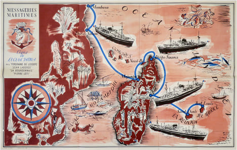 Messageries Maritimes. Ligne de l'océan Indien. m.s. “Ferdinand de Lesseps” “Jean Laborde” “La Bourdonnais” “Pierre Loti”.. BAILLE (Hervé).