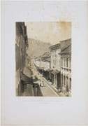  [MARTINIQUE] Vue de la grande rue du Mouillage, prise du balcon Vivé. S.t Pierre, Martinique. par HARTMANN (Hippolyte) & CICÉRI (Eugène).