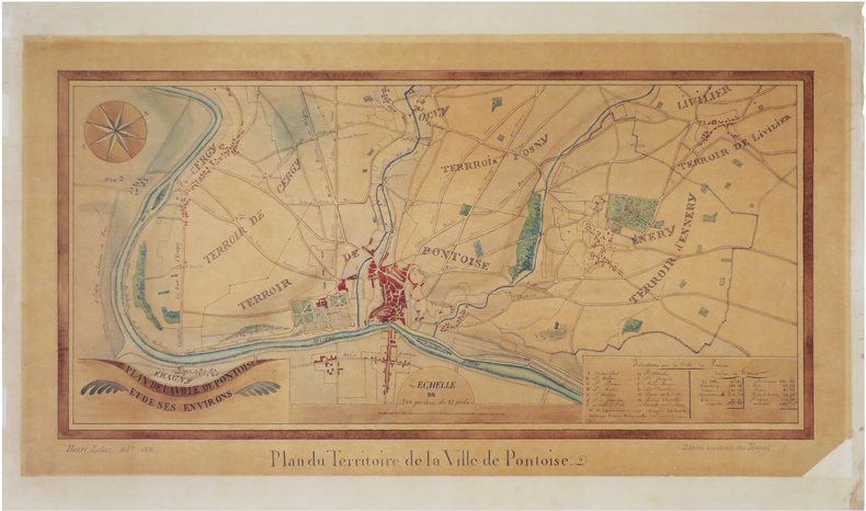  [PONTOISE] Plan de la ville de Pontoise et de ses environs - Plan du territoire de la ville de Pontoise.. LEBAS (Henri).