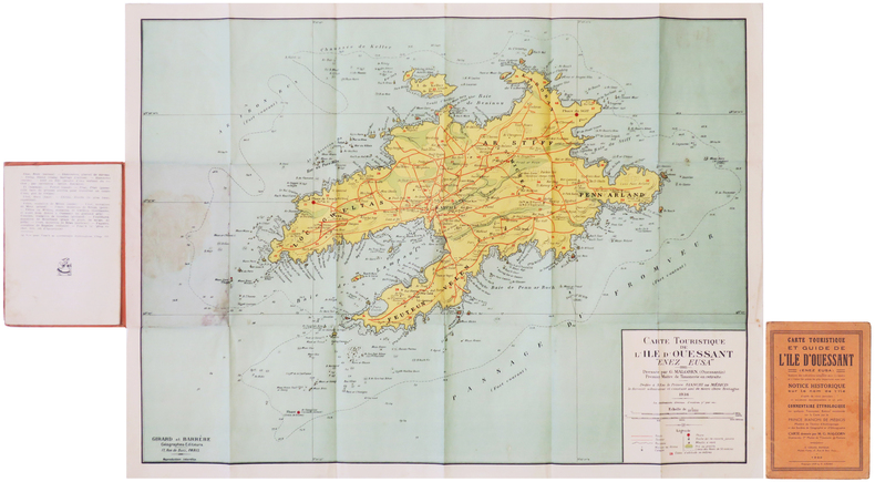  [OUESSANT] Carte touristique et guide de l'&icirc;le d'Ouessant (Enez Eusa).. GIRARD (&Eacute;mile) & BARR&Egrave;RE (Henry).