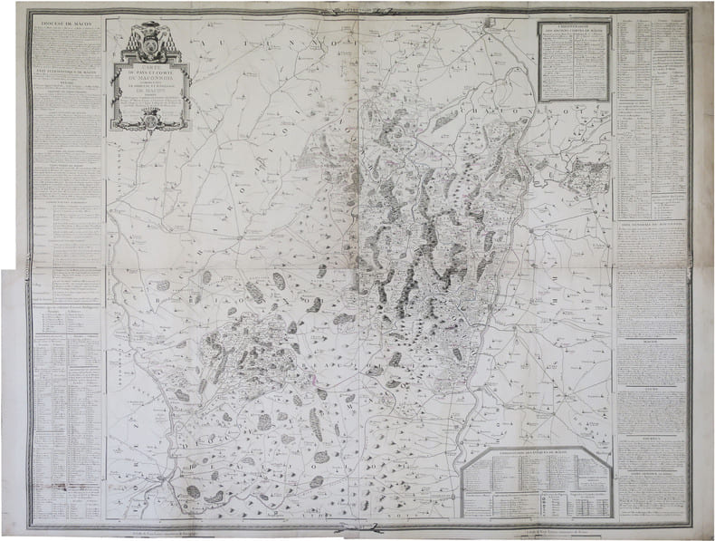  [M&Acirc;CONNAIS] Carte du Pays et Comt&eacute; du Maconnois comprenant le diocese et bailliage de Macon.. DEMI&Egrave;GE (Jean-Baptiste).