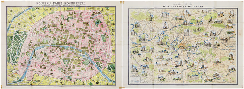  Nouveau Paris monumental. Itin&eacute;raire pratique de l'&eacute;tranger dans Paris. [et] Monuments et vues des environs de Paris.. M&Eacute;N&Eacute;TRIER (F.) & LECONTE ...
