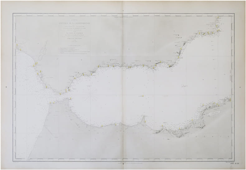  [D&Eacute;TROIT de GIBRALTAR/M&Eacute;DITERRAN&Eacute;E] Carte de l'entr&eacute;e de la M&eacute;diterran&eacute;e comprenant la c&ocirc;te d'Espagne de Huelva au Cap de Palos et la c&ocirc;te d'Afrique ...