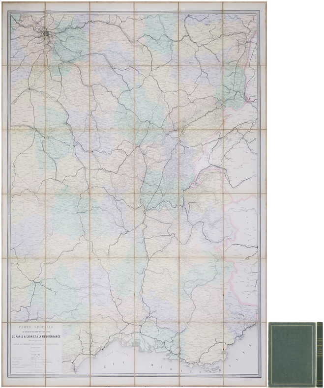  [CHEMINS de FER] Carte sp&eacute;ciale du r&eacute;seau des chemins de fer de Paris &agrave; Lyon et &agrave; la M&eacute;diterran&eacute;e, dress&eacute;e par ordre de MM. les membres des Conseils ...