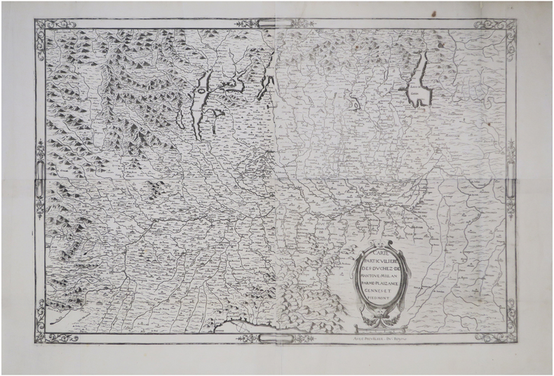  Carte particulli&egrave;re des duchez de Mantoue, Millan, Parme, Plaizance, Gennes et Piedmont.. [ANONYME].