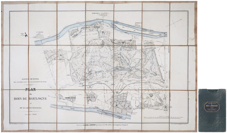 [BOIS de BOULOGNE] Service municipal des promenades et plantations de Paris. Plan du bois de Boulogne et de ses d&eacute;pendances. Janvier 1856.. LAZARE ...