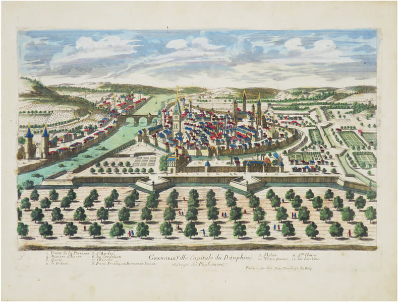  [GRENOBLE] Grenoble, ville capitale de Dauphin&eacute; et si&egrave;ge de Parlement.. AVELINE (Pierre).