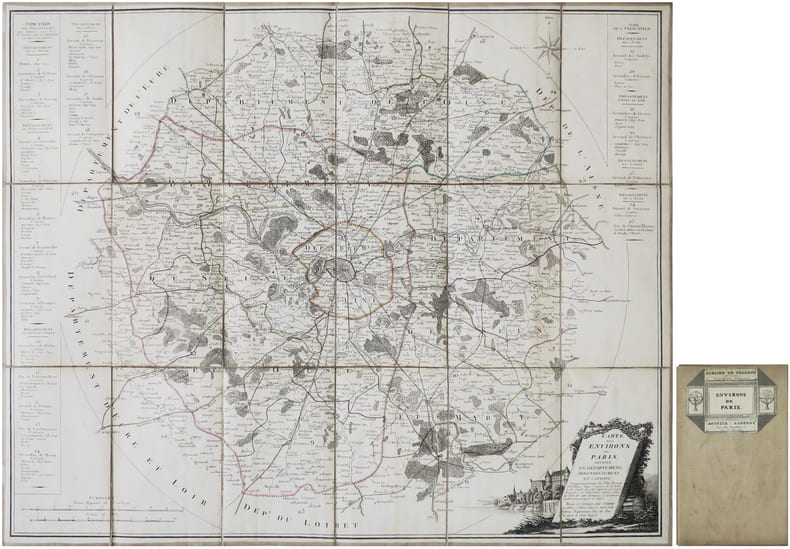  Carte des environs de Paris, divis&eacute;s en d&eacute;partemens, arrondissemens et cantons.. OUDIETTE (Charles).