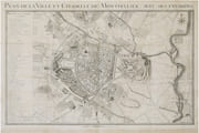  [MONTPELLIER] Plan de la ville et citadelle de Montpellier, avec ses environs. par VILLARET (Jean) & AIGREFEUILLE (Charles d').