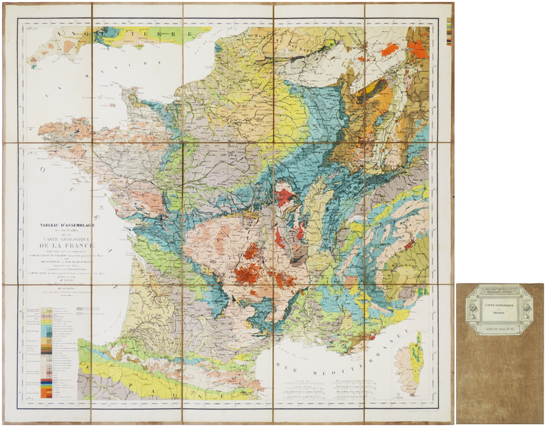  [G&Eacute;OLOGIE] Tableau d'assemblage des Six Feuilles de la Carte g&eacute;ologique de la France ex&eacute;cut&eacute;e sous la direction de M.r Brochant de Villiers, ...