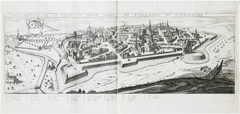 [DIJON] Description de la ville de Dijon si&egrave;ge du Parlement de Bourgongne.. BOISSEAU (Jean).