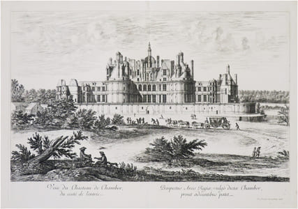  [CHAMBORD] Veüe du chasteau de Chambor, du costé de l'entrée - Prospectus Arcis Regiæ, vulgo dictæ Chambor, prout adeuntibus patet.