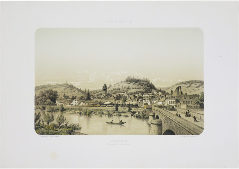  [JOINVILLE] Chemins de fer de l'Est. Joinville. Vue prise du pont sur la Marne.. MAUGENDRE (Adolphe).