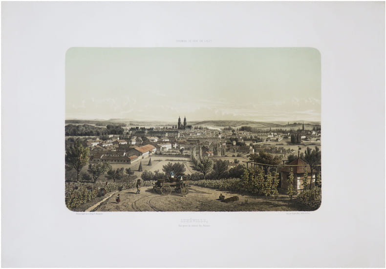  [LUN&Eacute;VILLE] Chemins de fer de l'Est. Lun&eacute;ville, vue prise du canton des Novions.. MAUGENDRE (Adolphe).