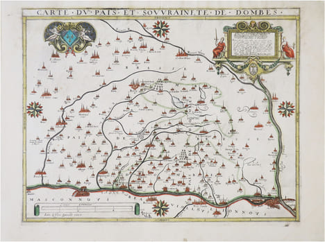  [DOMBES/LYONNAIS] Carte du pais et souvraineté de Dombes.. LECLERC (Jean).
