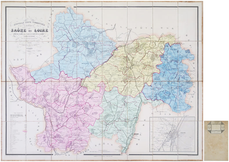  [SA&Ocirc;NE-et-LOIRE] Nouvelle carte commerciale du d&eacute;partement de Sa&ocirc;ne et Loire dress&eacute;e d'apr&egrave;s les cartes du D&eacute;p&ocirc;t de la Guerre.. LANGLOIS (Achille).