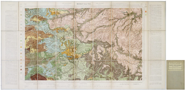  [G&Eacute;OLOGIE/MORTAGNE-au-PERCHE] Carte topographique de l'&Eacute;tat-Major. Carte g&eacute;ologique d&eacute;taill&eacute;e. Mortagne. Feuille n&deg;63.. GUILLIER (Albert) & JACQUOT ...