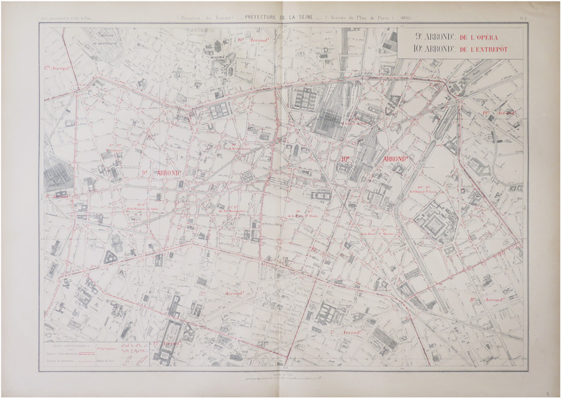 [PARIS 9&egrave;me et 10&egrave;me arrondissement] 9.e arrond.t de l'Op&eacute;ra - 10.e arrond.t de l'Entrep&ocirc;t.. ALPHAND (Jean-Charles Adolphe).