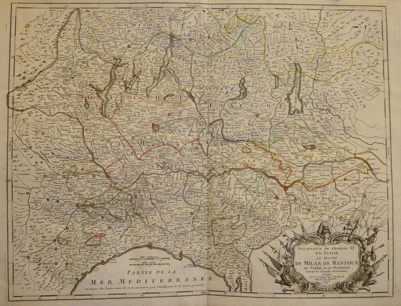  Succession de Charles VI en Italie. Le duch&eacute; de Milan, de Mantoue, de Parme et de Plaisance, suivant les nouvelles observations.. LE ROUGE ...