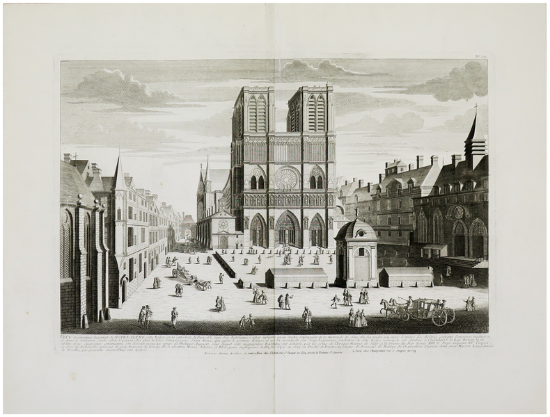  Veûe et perpectives du portail de Notre Dame.. AVELINE (Antoine) & CHÉREAU (Jacques).