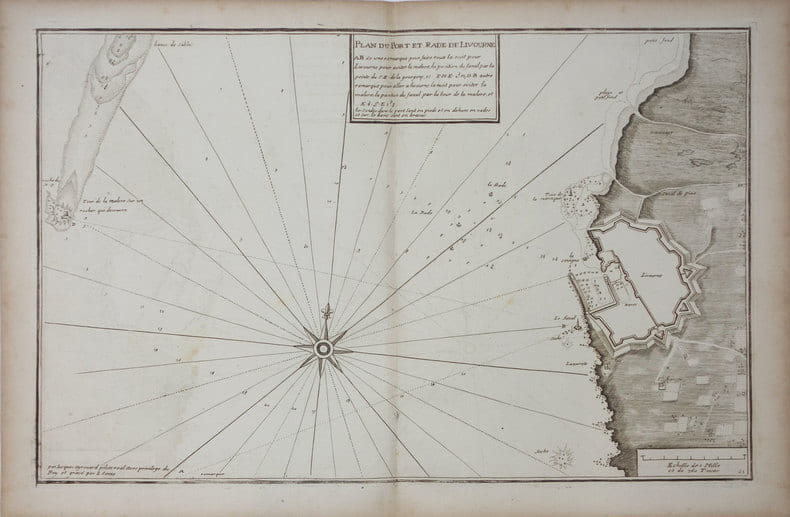  [LIVOURNE] Plan du port et rade de Livourne.. AYROUARD (Jacques).