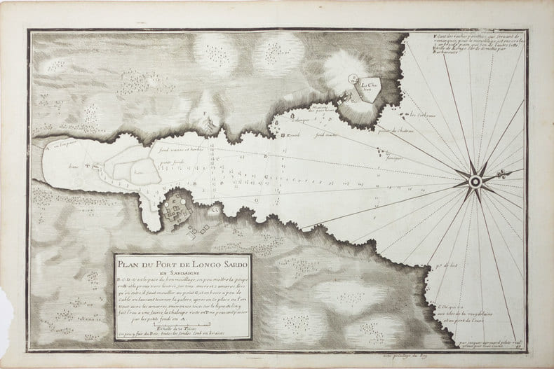  [SARDAIGNE] Plan du port de Longo Sardo en Sardaigne.. AYROUARD (Jacques).
