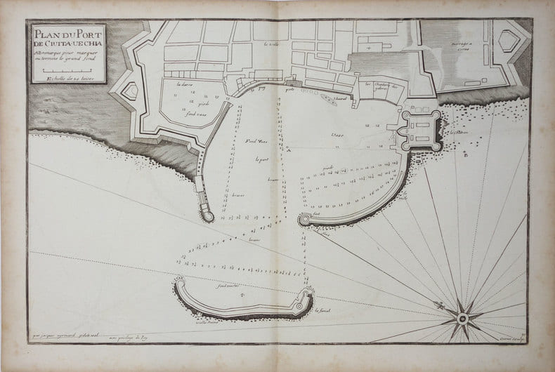  [CIVITAVECCHIA] Plan du port de Civita-Vechia.. AYROUARD (Jacques).