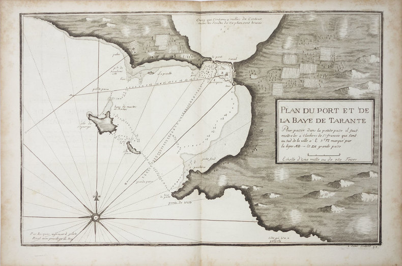  [TARANTO] Plan du port et de la baye de Tarante.. AYROUARD (Jacques).