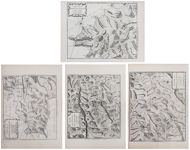  [CORSE] Carte de la province d'Ajaccio et fief d'Istria en quatre feuilles.. BELLIN (Jacques-Nicolas).