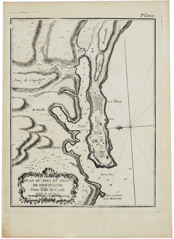  [CORSE] Plan du port et ville de Bonifacio dans l'isle de Corse.. BELLIN (Jacques-Nicolas).