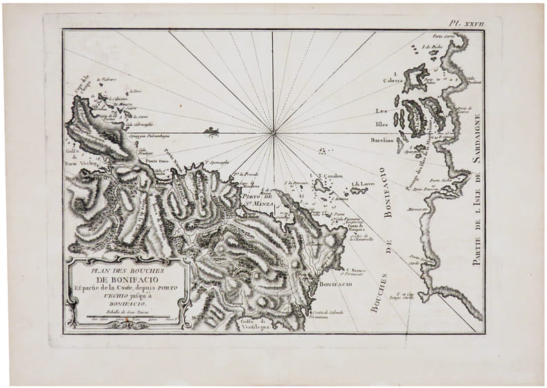  [CORSE] Plan des bouches de Bonifacio et partie de la coste, depuis Porto Vecchio jusqu'&agrave; Bonifacio.. BELLIN (Jacques-Nicolas).