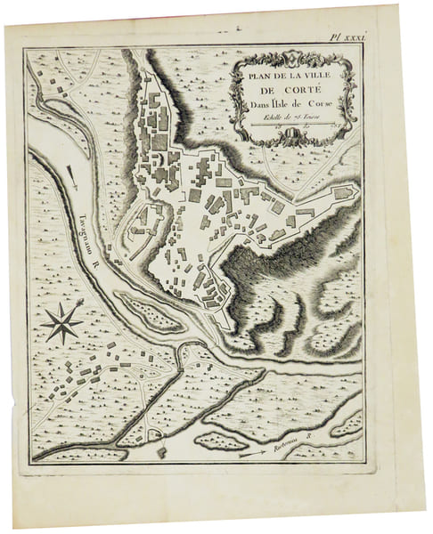  [CORSE] Plan de la ville de Cort&eacute; dans l'isle de Corse.. BELLIN (Jacques-Nicolas).