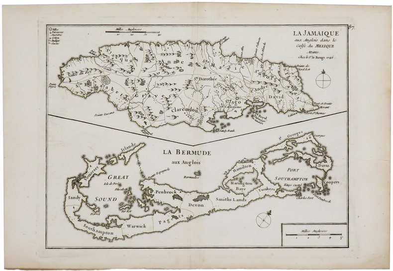  [BERMUDES/JAMAIQUE] La Jamaique aux Anglois dans le golfe du Mexique - La Bermude aux Anglois.. LE ROUGE (Georges-Louis).