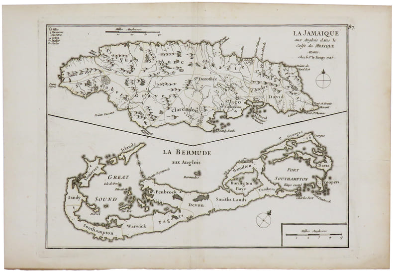  [BERMUDES/JAMAIQUE] La Jamaique aux Anglois dans le golfe du Mexique - La Bermude aux Anglois.. LE ROUGE (Georges-Louis).