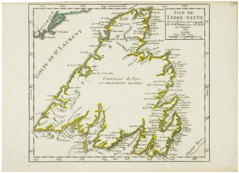  [TERRE-NEUVE] Isle de Terre-Neuve.. ROBERT de VAUGONDY (Didier).