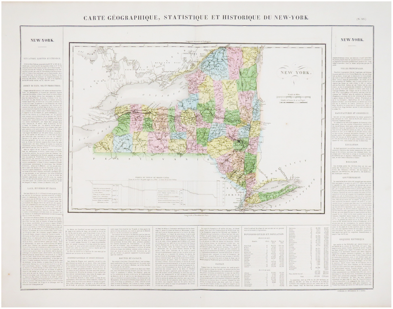  [NEW YORK] Carte géographique, statistique et historique du New-York.. BUCHON (Jean Alexandre).