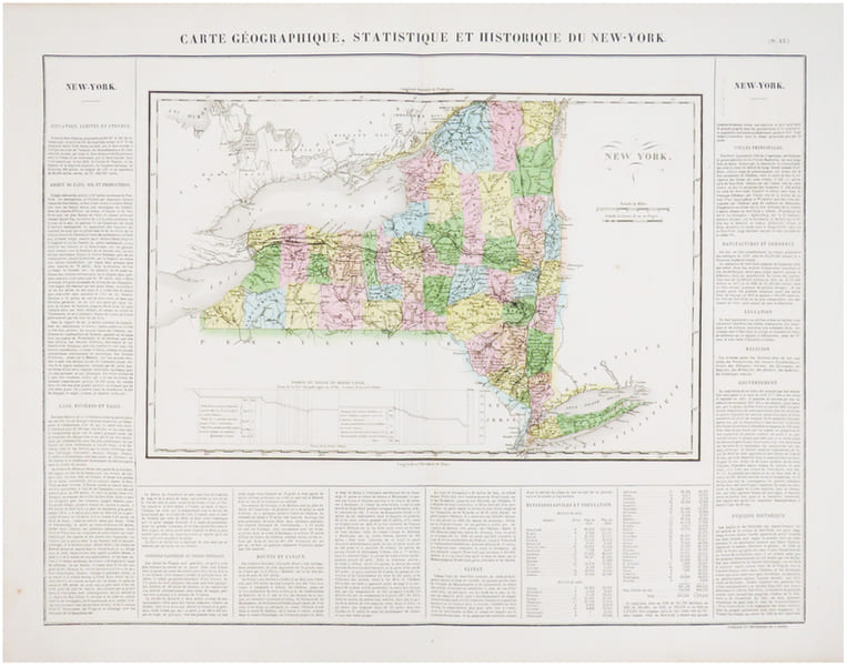  [NEW YORK] Carte g&eacute;ographique, statistique et historique du New-York.. BUCHON (Jean Alexandre).