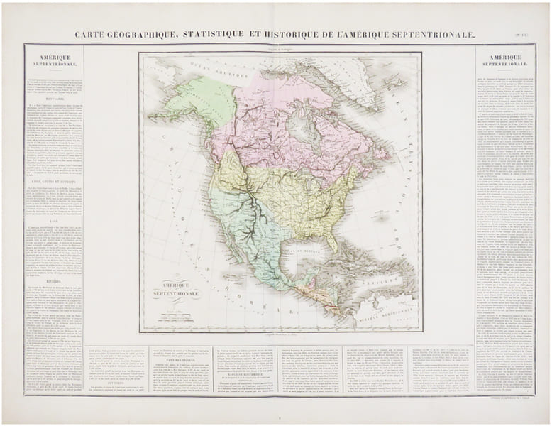 Carte g&eacute;ographique, statistique et historique de l'Am&eacute;rique septentrionale.. BUCHON (Jean Alexandre).