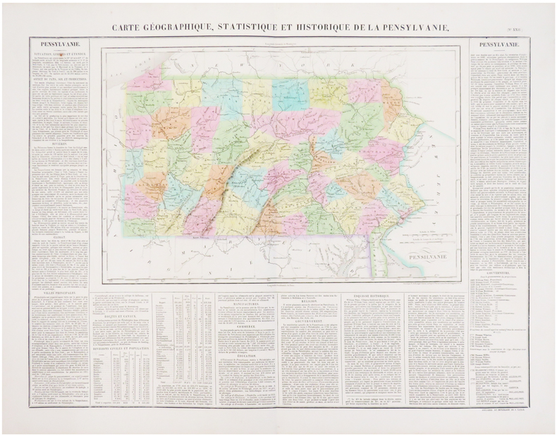  [PENNSYLVANIE] Carte géographique, statistique et historique de la Pensylvanie.. BUCHON (Jean Alexandre).