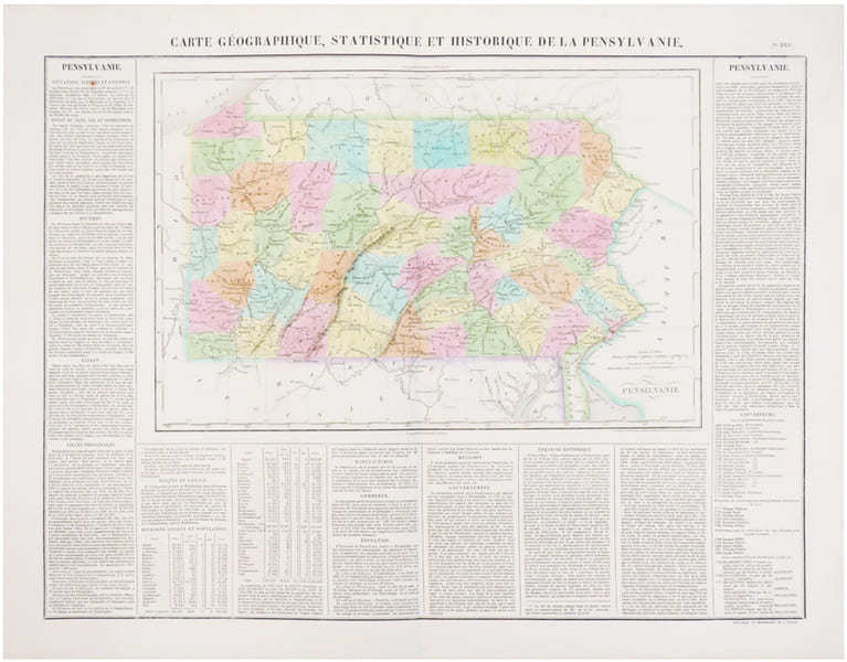  [PENNSYLVANIE] Carte g&eacute;ographique, statistique et historique de la Pensylvanie.. BUCHON (Jean Alexandre).