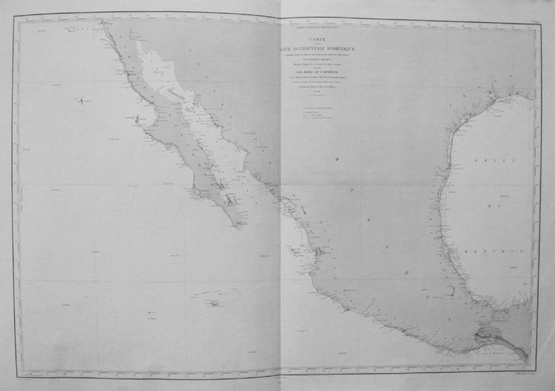  [CALIFORNIE/TEXAS/MEXIQUE] Carte de la c&ocirc;te occidentale d'Am&eacute;rique comprise entre le port de San Diego et le golfe de Tehuantepec (Vlle Californie, ...