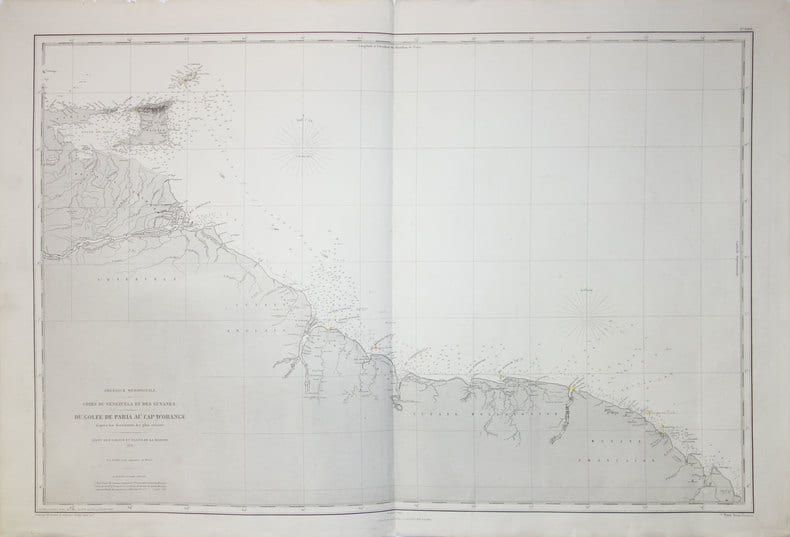  [VENEZUELA et GUYANE] Am&eacute;rique m&eacute;ridionale. C&ocirc;tes du V&eacute;n&eacute;zu&eacute;la et des Guyanes. Du golfe de Paria au cap d'Orange.. DEPOT des CARTES et PLANS de la ...