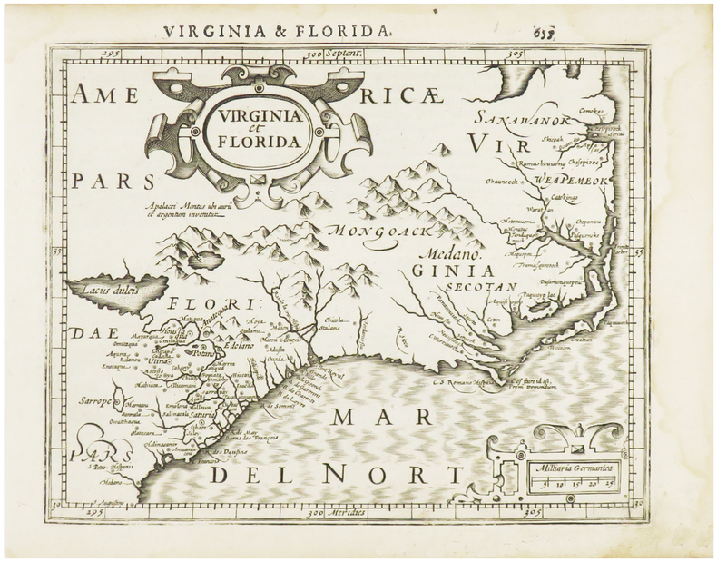  [VIRGINIE/FLORIDE] Virginia et Florida.. MERCATOR (Gerard) & HONDIUS (Jodocus).