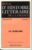 Revue d'histoire littéraire de la France - 1986, n° 1 : Le Sublime. POMEAU René & al.